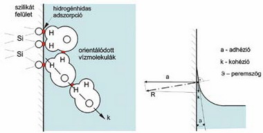 A vízmolekulák megkötése a szilikátfelületen